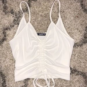 Shein White crop top tie off